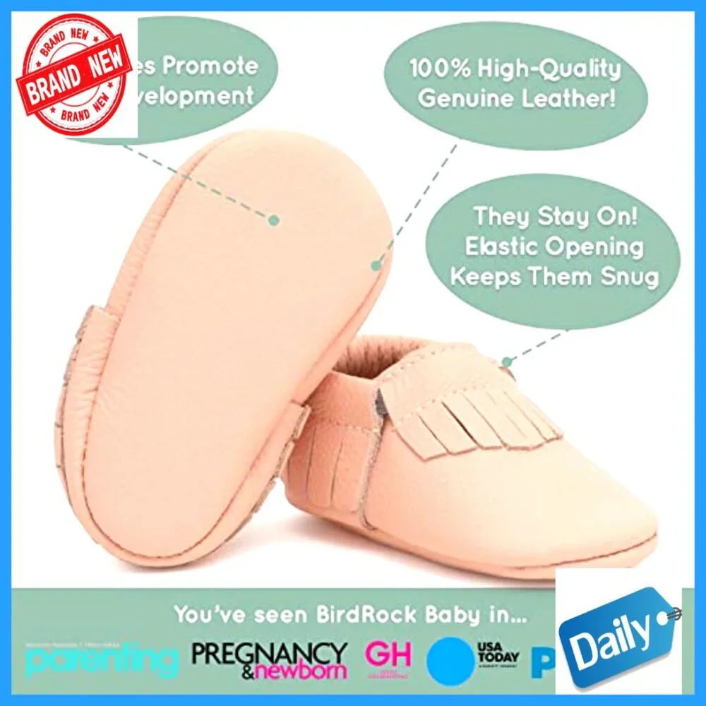 Leather Baby Mocc, Pull-On Slippers for Boys and Girls